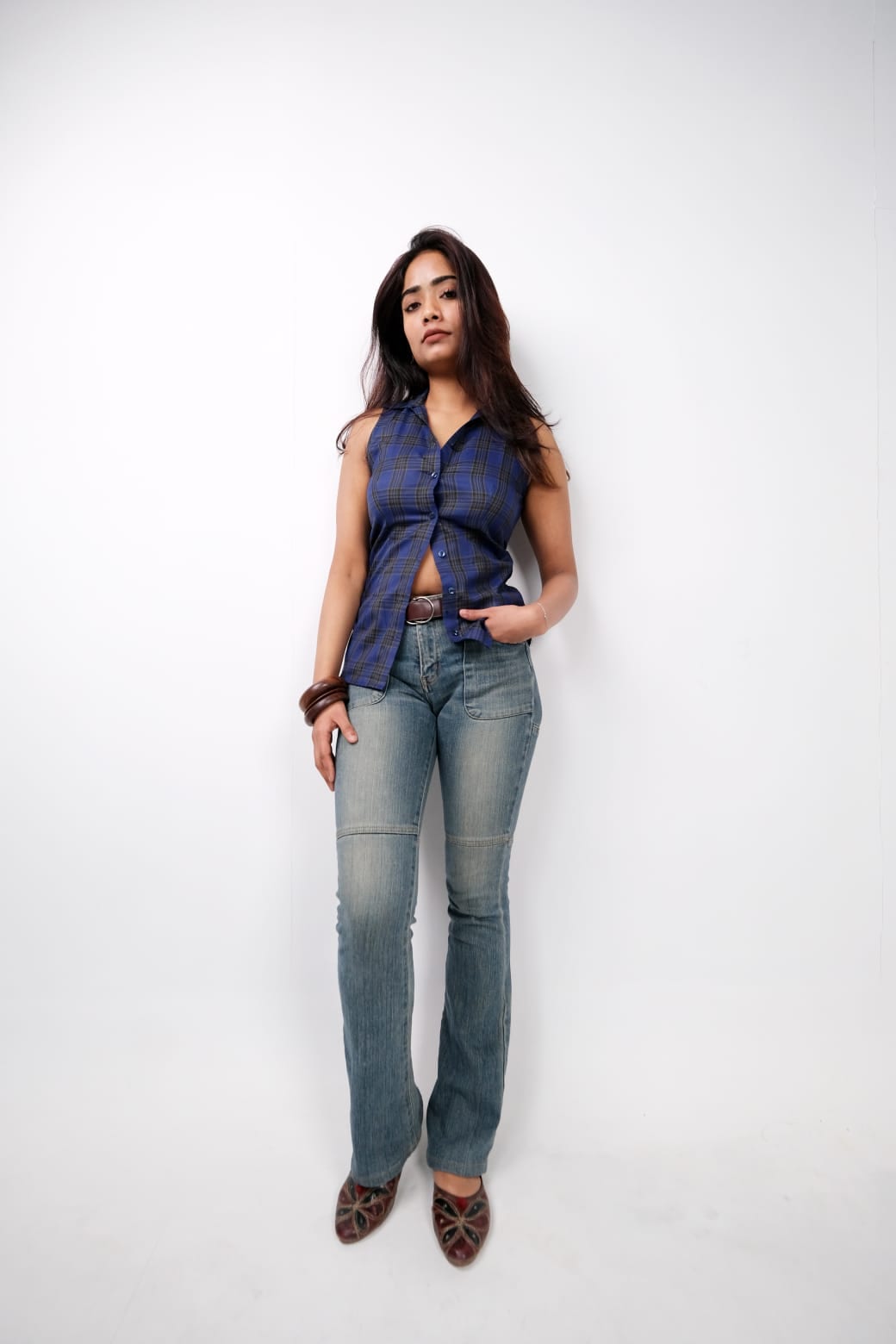 Midnight-to-Morning Check Sleeveless Shirt