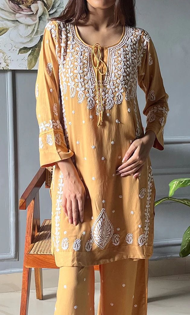 Raya Bloom Embroidered Kurta Plazzo Set